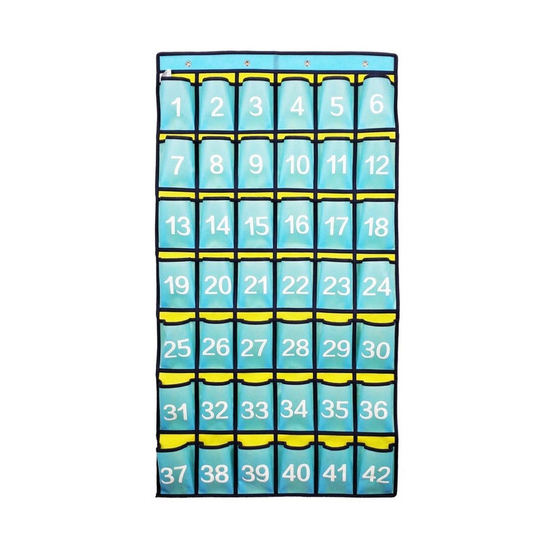 ANIZER Numbered Classroom Pocket Chart Hanging Organizer for Cell Phones Calculator Holders (42 Pockets) - Image 1